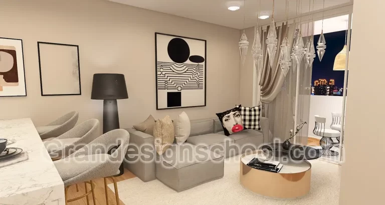 Kurs enterijera 3D model rad studenta Grandesign School 005