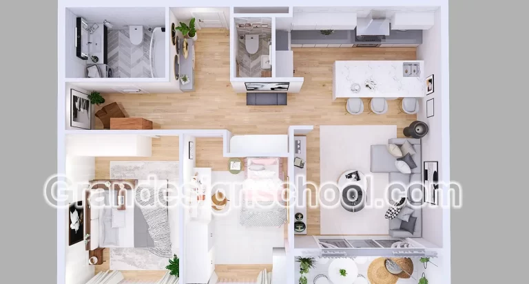 Kurs enterijera 3D model rad studenta Grandesign School 021