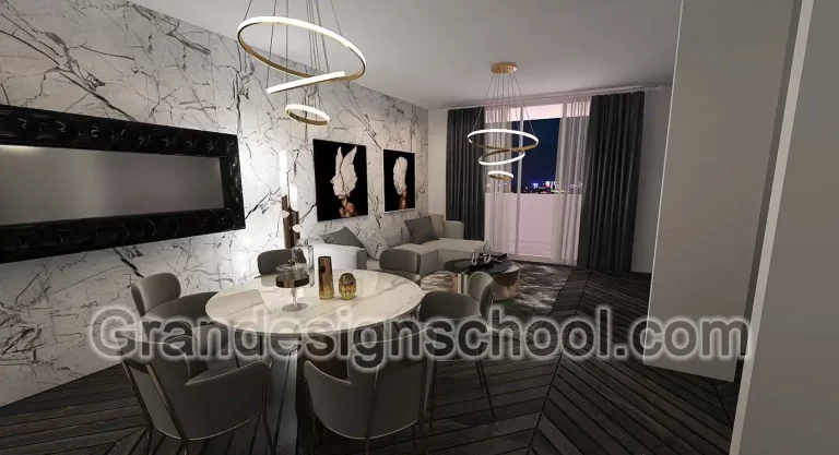 Kurs enterijera 3D model rad studenta Grandesign School 022