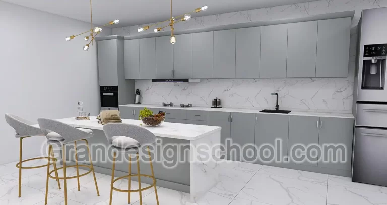 3D model kuhine rad studenta kursa enterijera